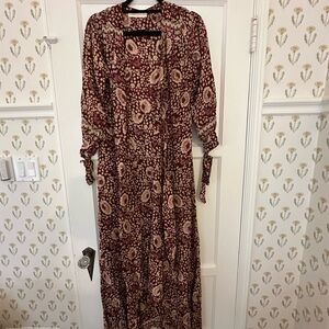 Floral Burgundy Maxi Wrap Dress